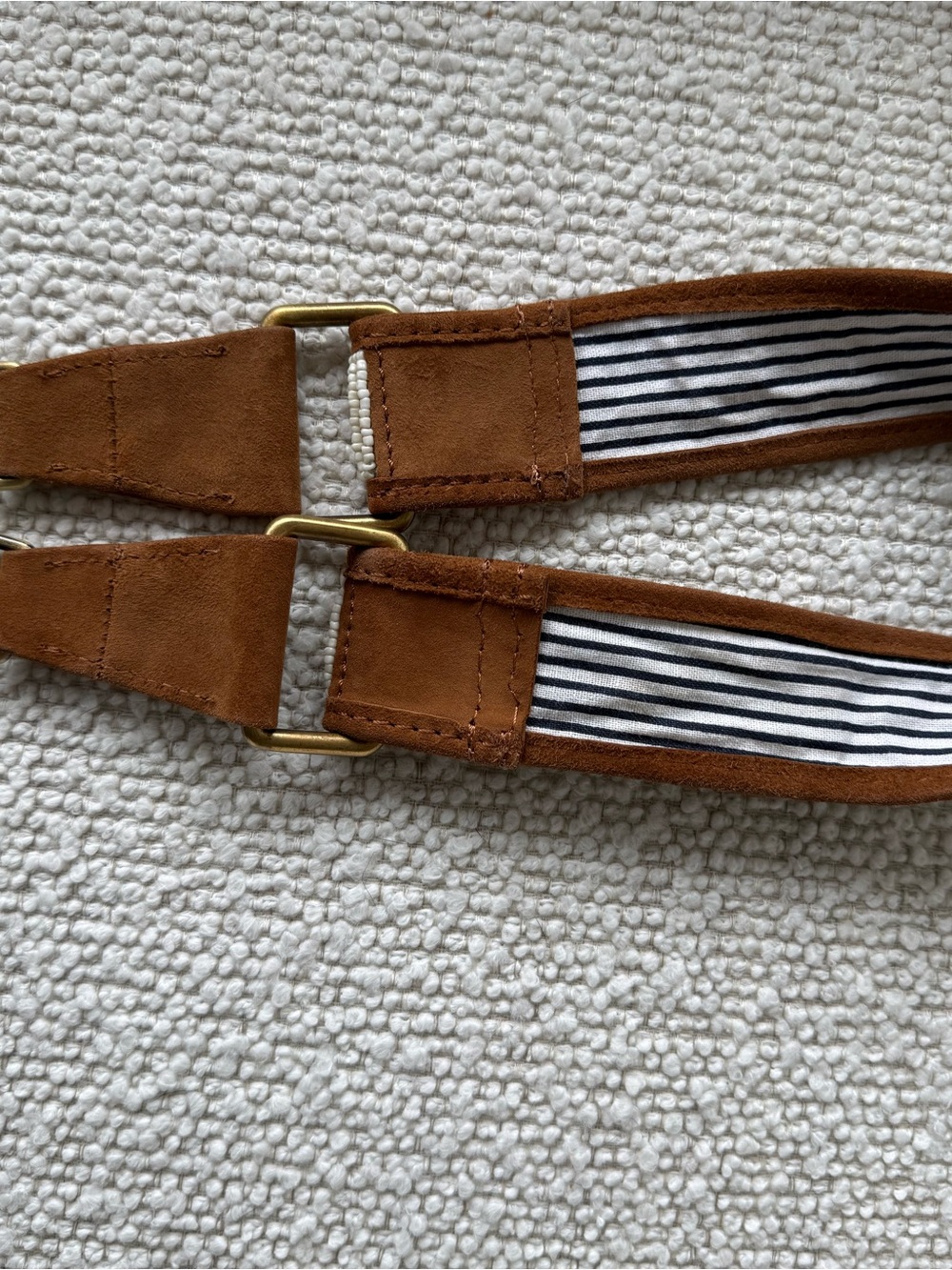 Suede Brown & Navy Heart Guitar-Style Bag Strap - Picture 2 of 4